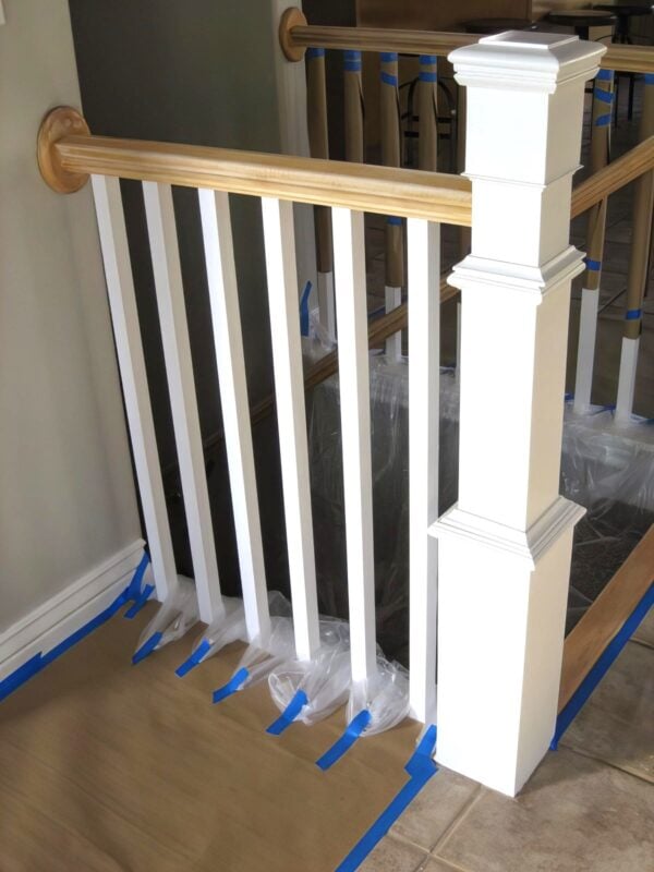 21 Painting And Staining A Stair Banister TDA Decorating And Design Featured On @Remodelaholic 600x800 115343