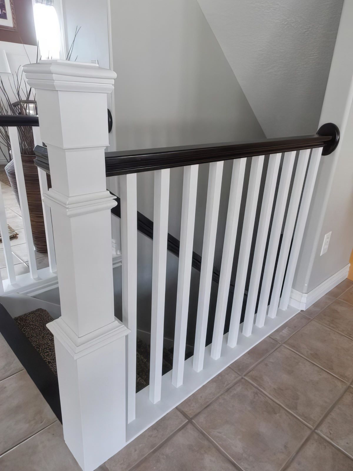 26 Stair Newel Post Built Around Builder Grade Banister TDA Decorating And Design Featured On @Remodelaholic 600x800 115418