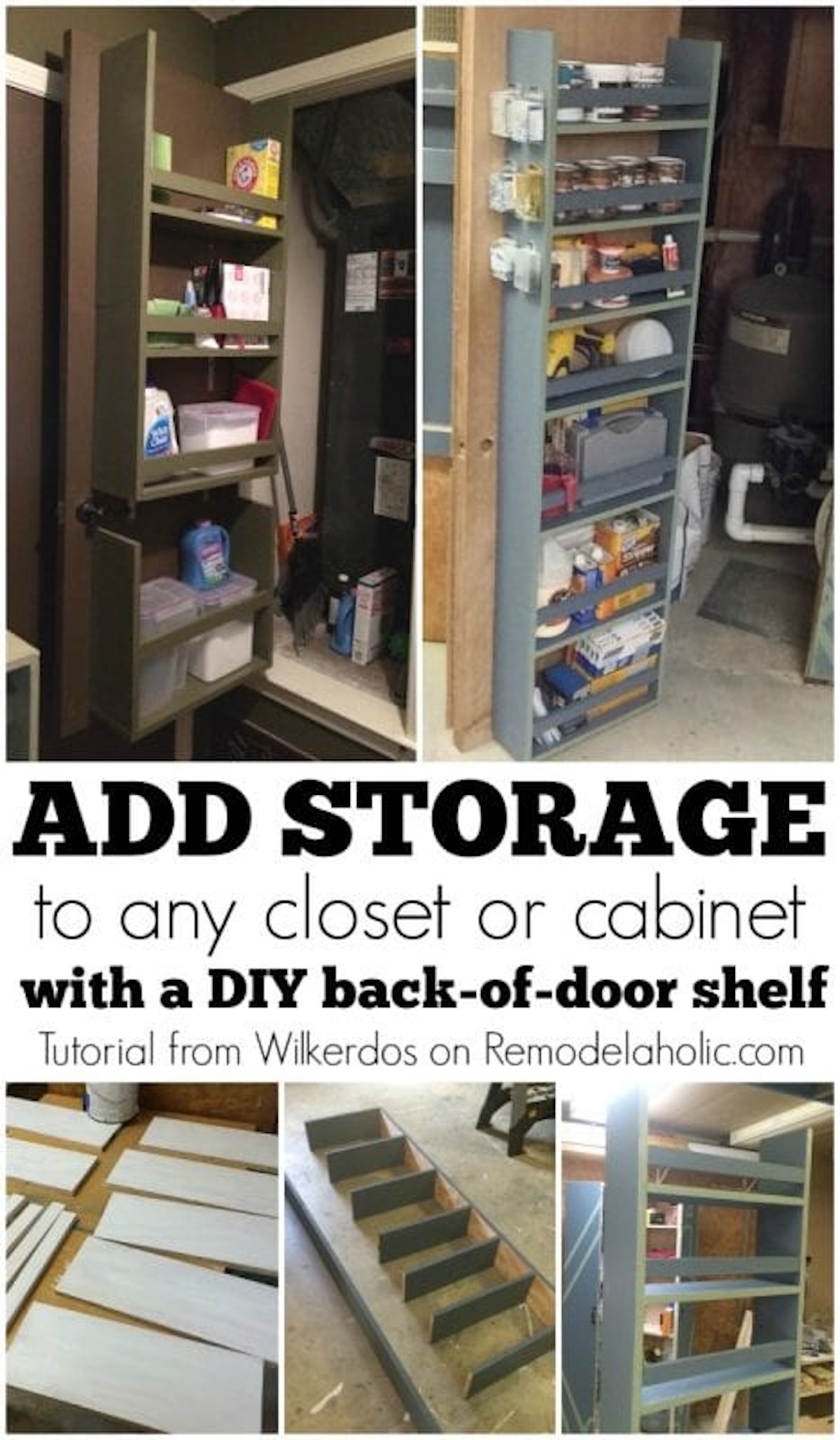 Add Closet Or Cabinet Storage By Building A Shelf On The Back Of The Door @Remodelaholic 467x800