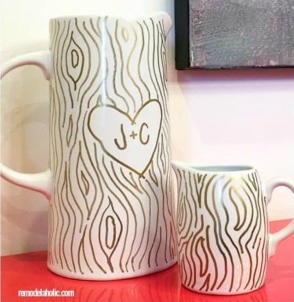 Adorable Faux Bois Pitcher With Carved Hearts By @Remodelaholic