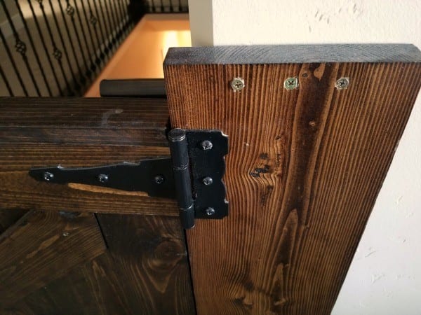 Barn Door Baby Gate Hinge Attached To Wall #remodelaholic