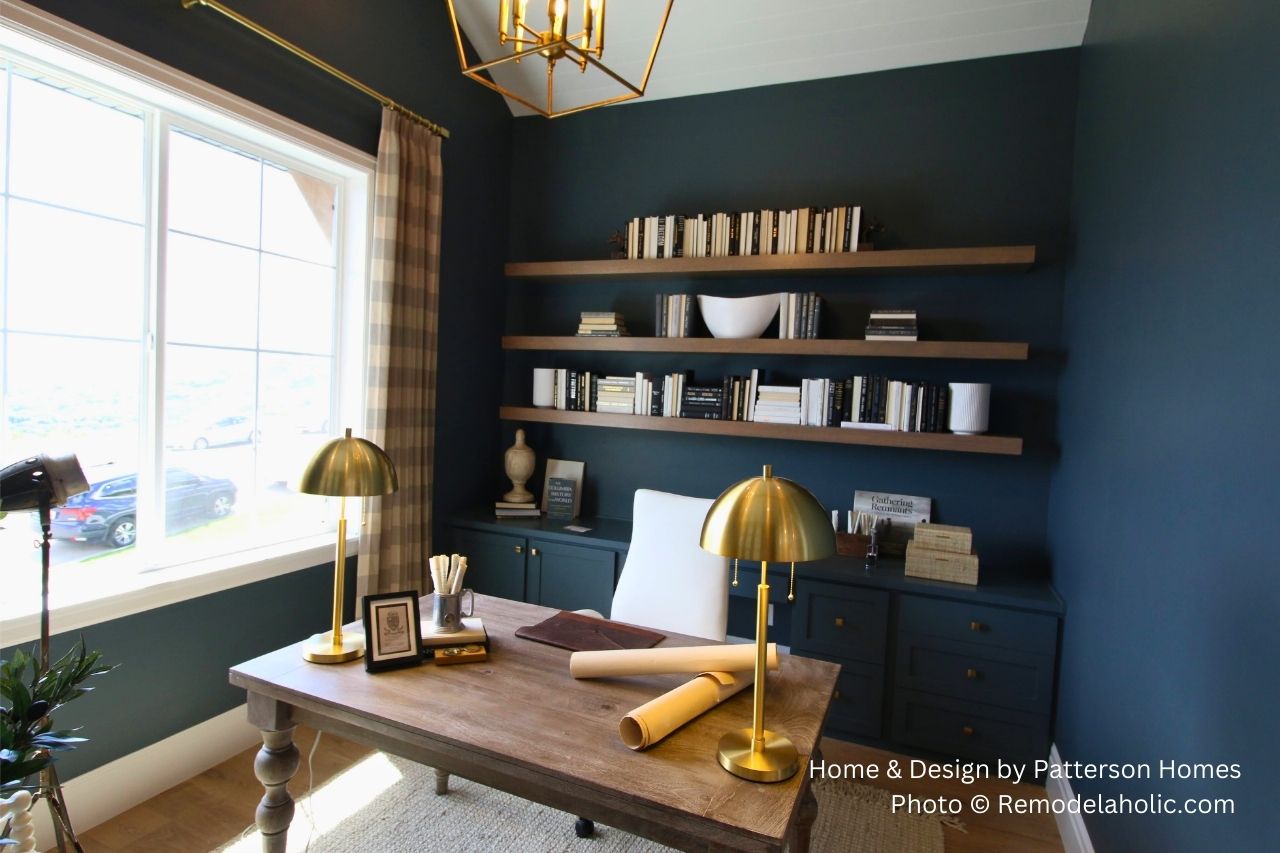 Best Blue Gray Paint Colors Dark Blue Accent Wall Paint Color Match SW Dark Night UV19 H40 Patterson, Photo Remodelaholic