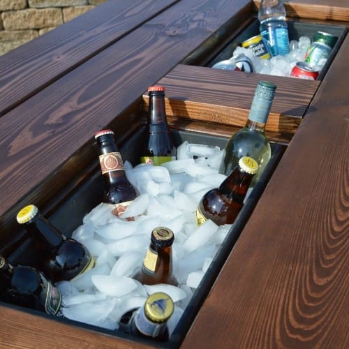 Build a patio table with built-in drink coolers from planter boxes - Kruse's Workshop on @Remodelaholic