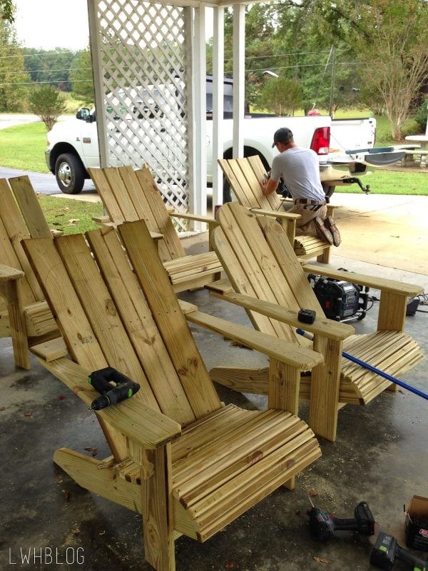 Building Adirondack Chairs by Little White House Blog featured on @Remodelaholic