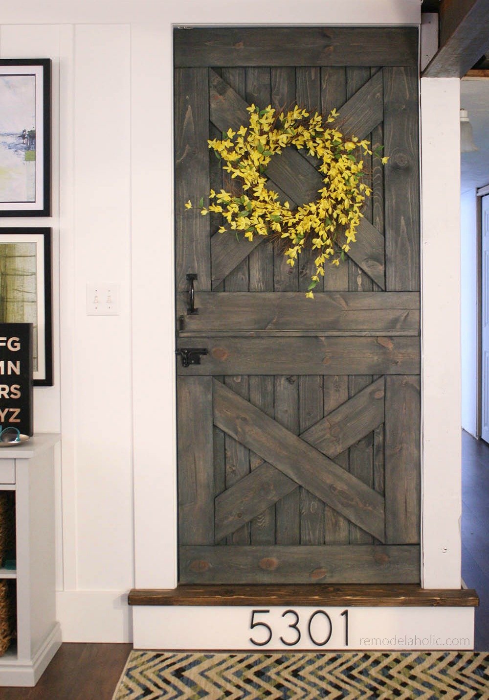 Color Washing Paint Technique Finished Dutch Barn Door Split Door Baby Gate @Remodelaholic