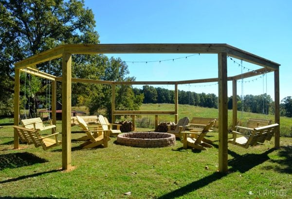 Create a Wonderful Outdoor Space with a Pergola and Fire Pit by Little White House Blog featured on @Remodelaholic