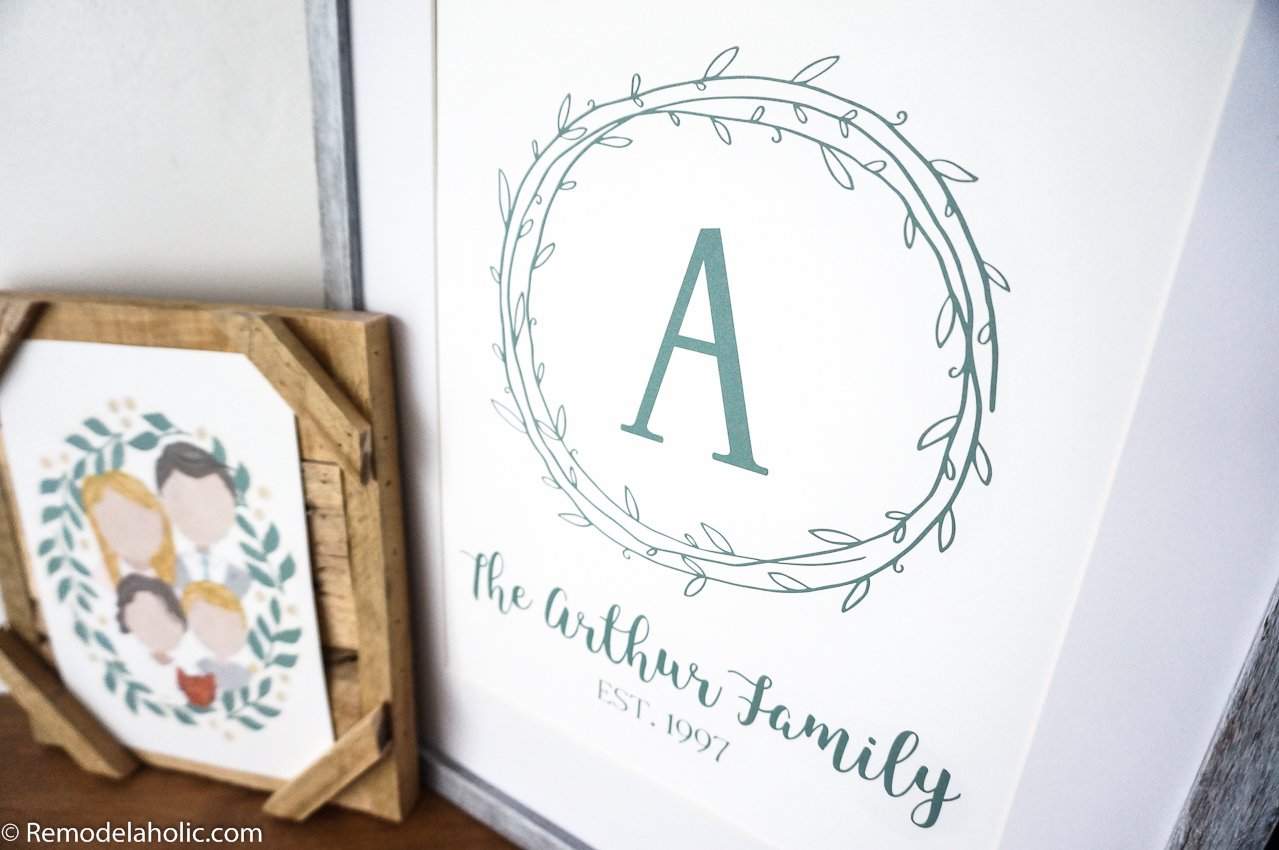 Custom Printable Farmhouse Monogram Wreath Print Set (10)