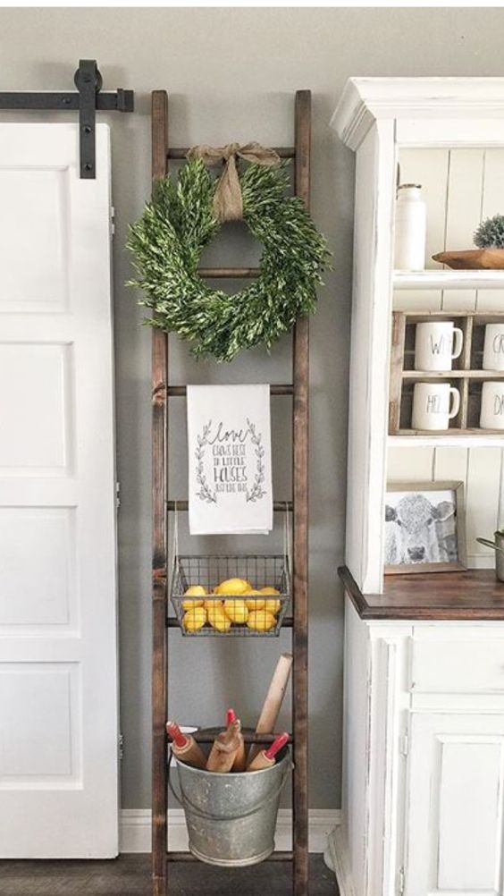 Decorate Vintage Ladder For Kitchen Decor