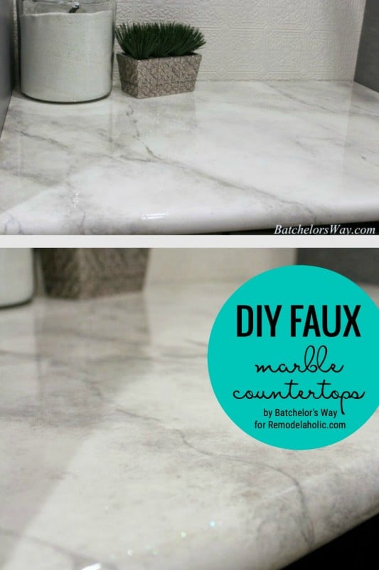 DIY Faux Marble Counterops By Batchelors Way For Remodelaholic.com 533x800