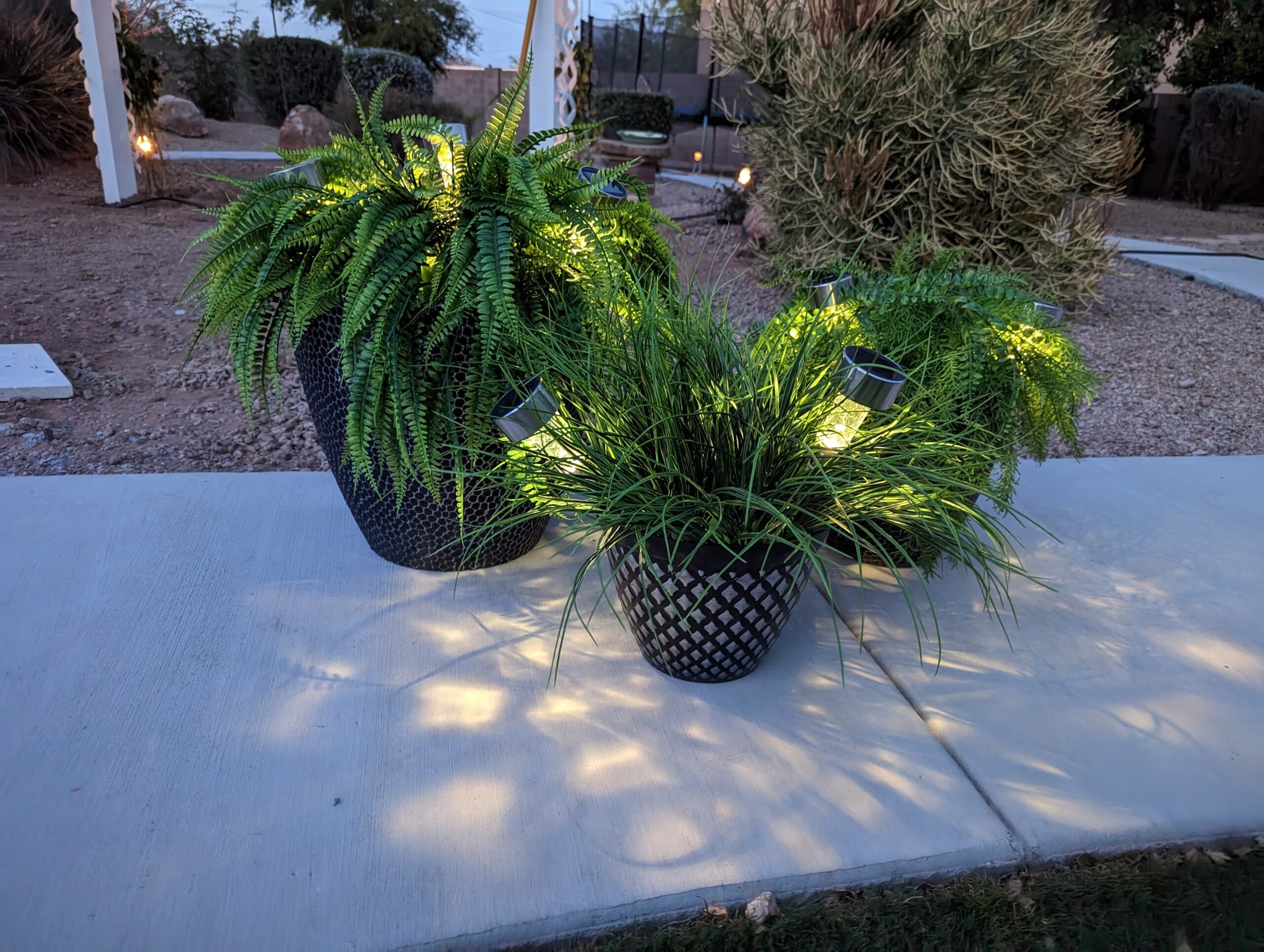 DIY Faux Potted Outdoor Plants With Solar Lights