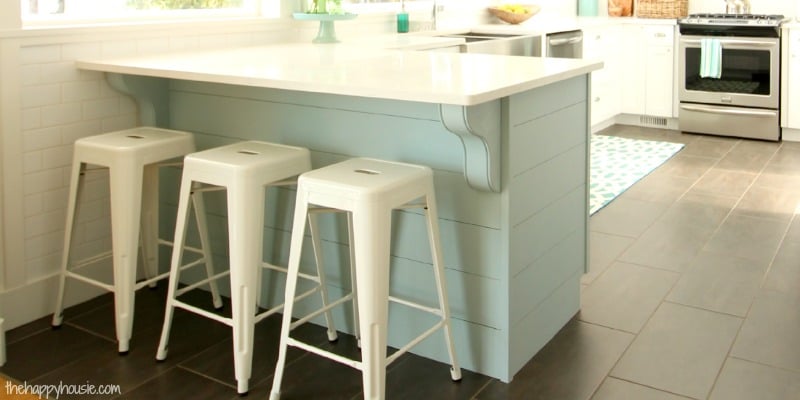 Update a Plain Kitchen Island or Peninsula with Planks and Corbels