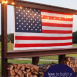 Flag Hanging From Pergola, How To Build A Pergola For Swings Around A Fire Pit, LWHBlog On Remodelaholic