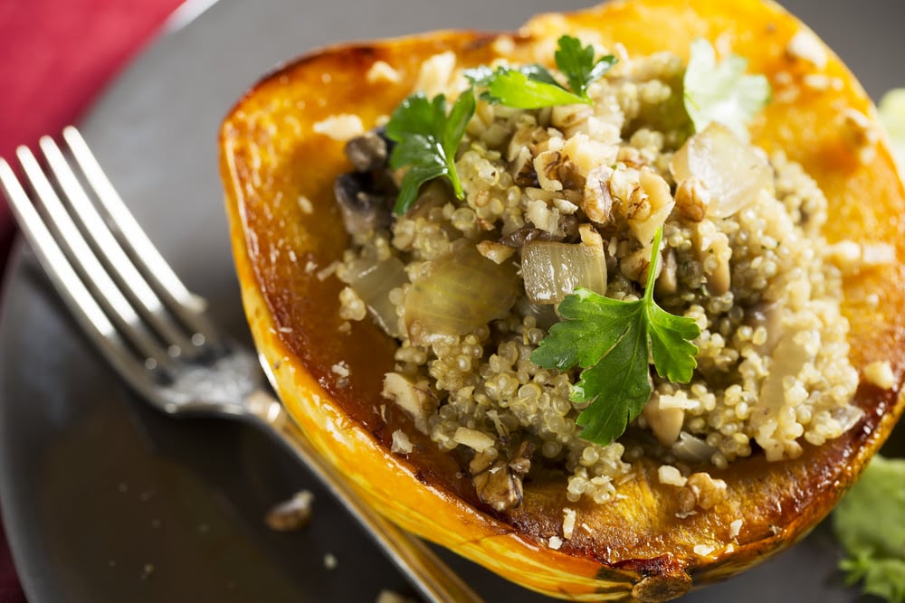 Quinoa and Pumpkin Seed Stuffed Acorn Squash