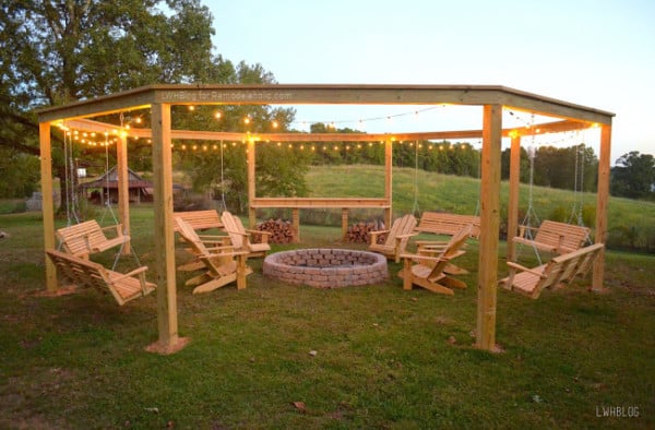 How To Build A Backyard Fire Pit Pergola For Swings, LWH Blog For Remodelaholic