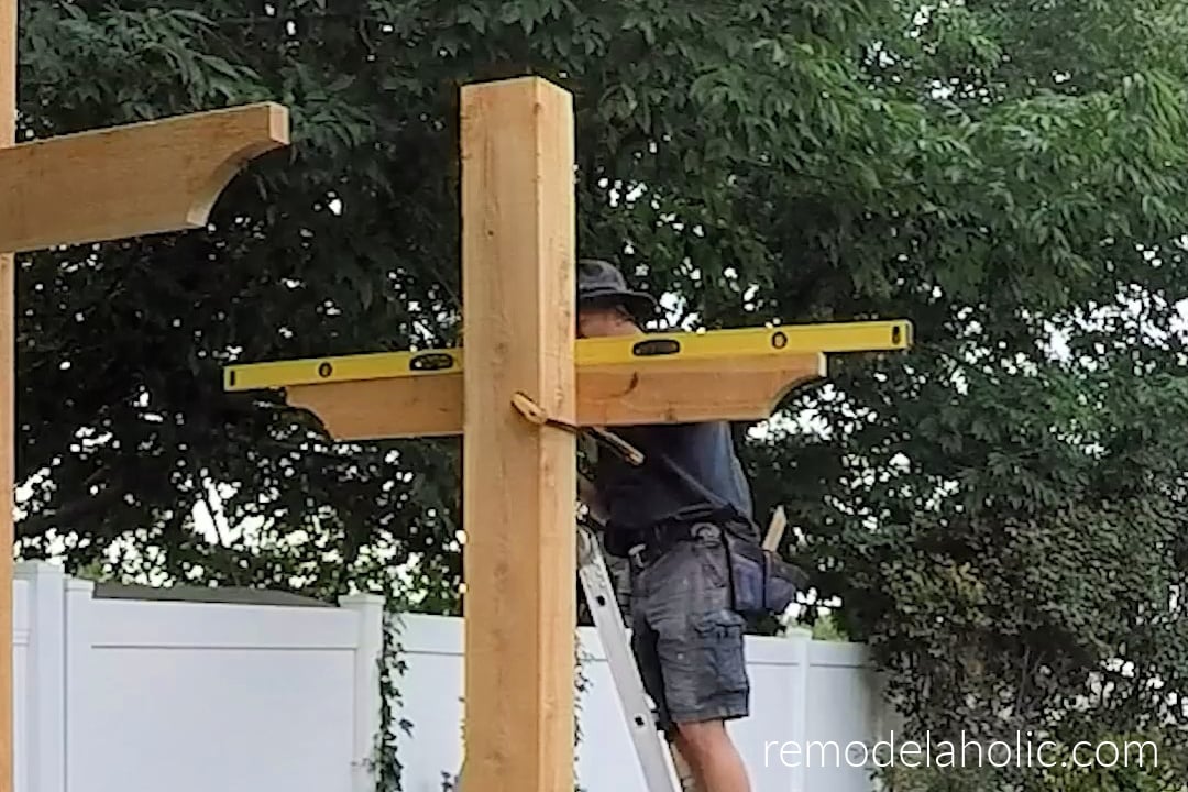 How To Install 2x6 Wood Beam Supports On A DIY Swing Arbor, Remodelaholic