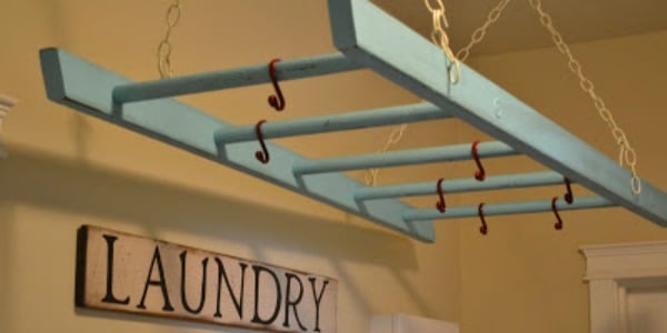 reuse a ladder for a laundry drying rack