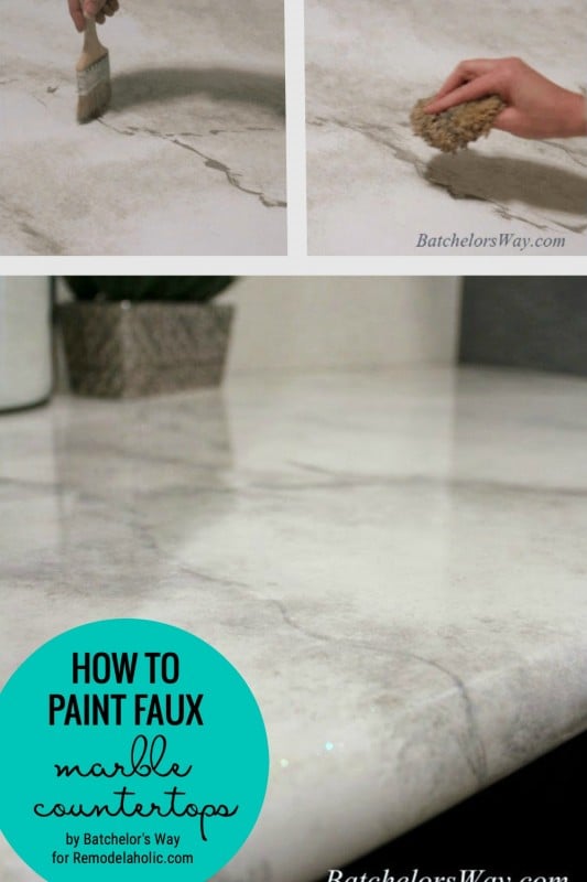 Learn How To Paint Faux Marble Countertops For Around 30 Featured On Remodelaholic.com 533x800