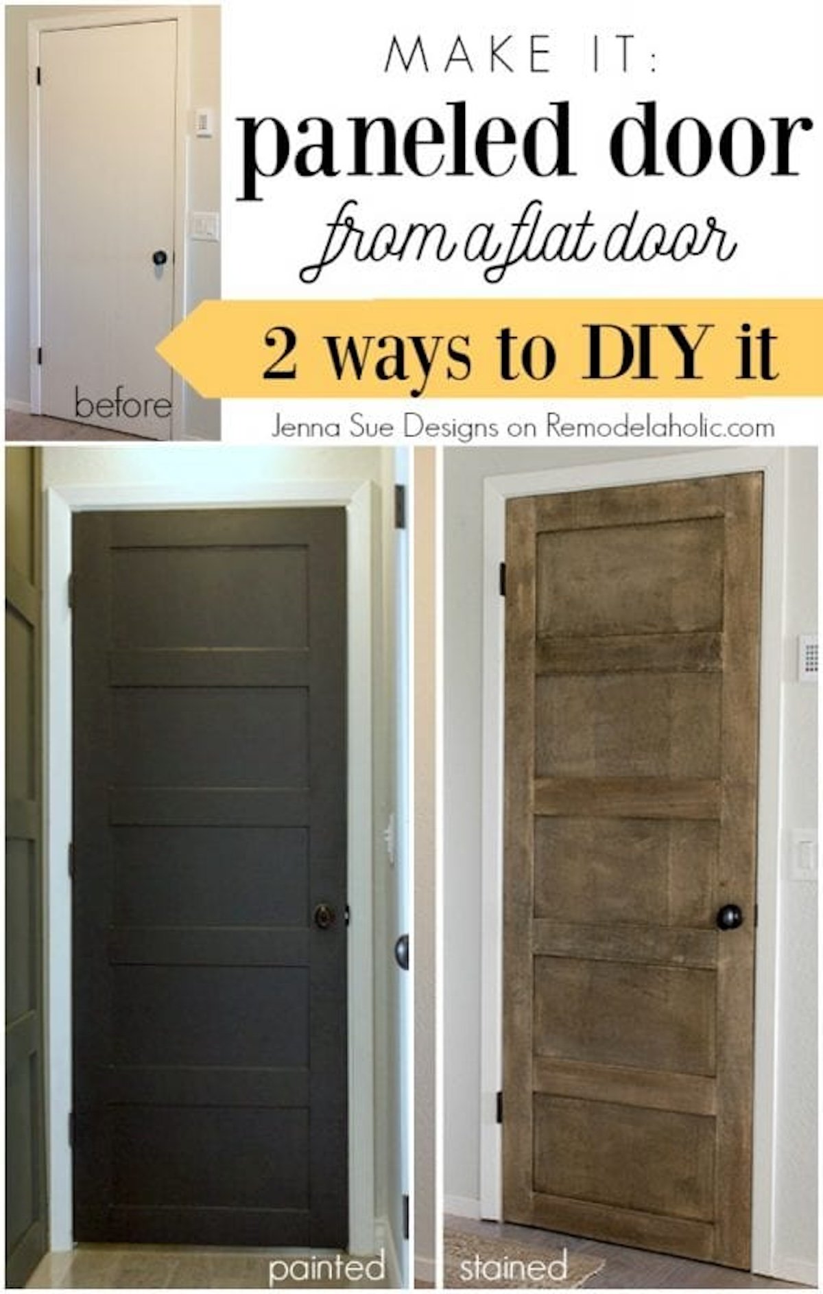 Make A 5 Panel Door From A Flat Door Jenna Sue Designs On @Remodelaholic 509x800