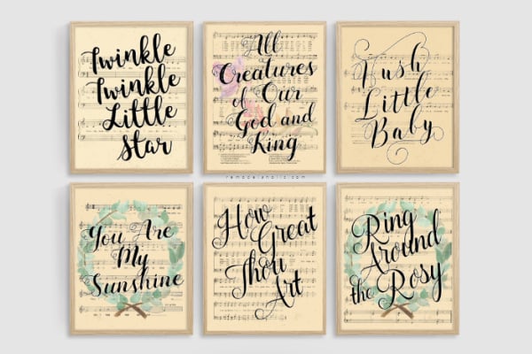 Printable Vintage Sheet Music Art Sets, Easter Hymns And Nursery Rhymes, Remodelaholic