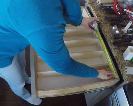 Measuring a drawer to add an organizer