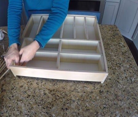 Putting together drawer organizers using plywood dividers