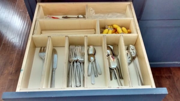 Removeable Utensil Drawer Organizer with plywood featured on Remodelaholic.com