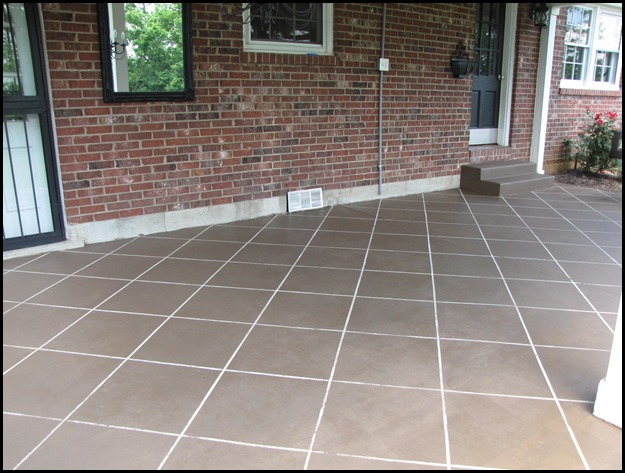 Stained Tile Concrete Patio Makeover, Beneath My Heart