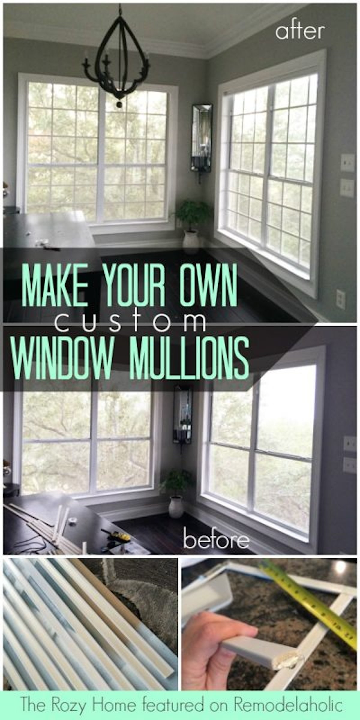 Tutorial Custom Window Mullion Grids The Rozy Home On @Remodelaholic 400x800