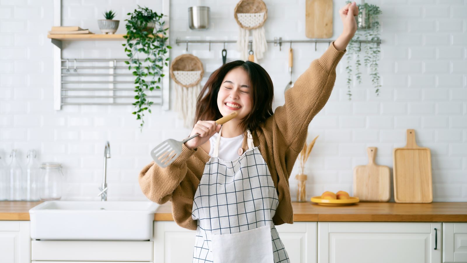 Woman Kitchen Dancing