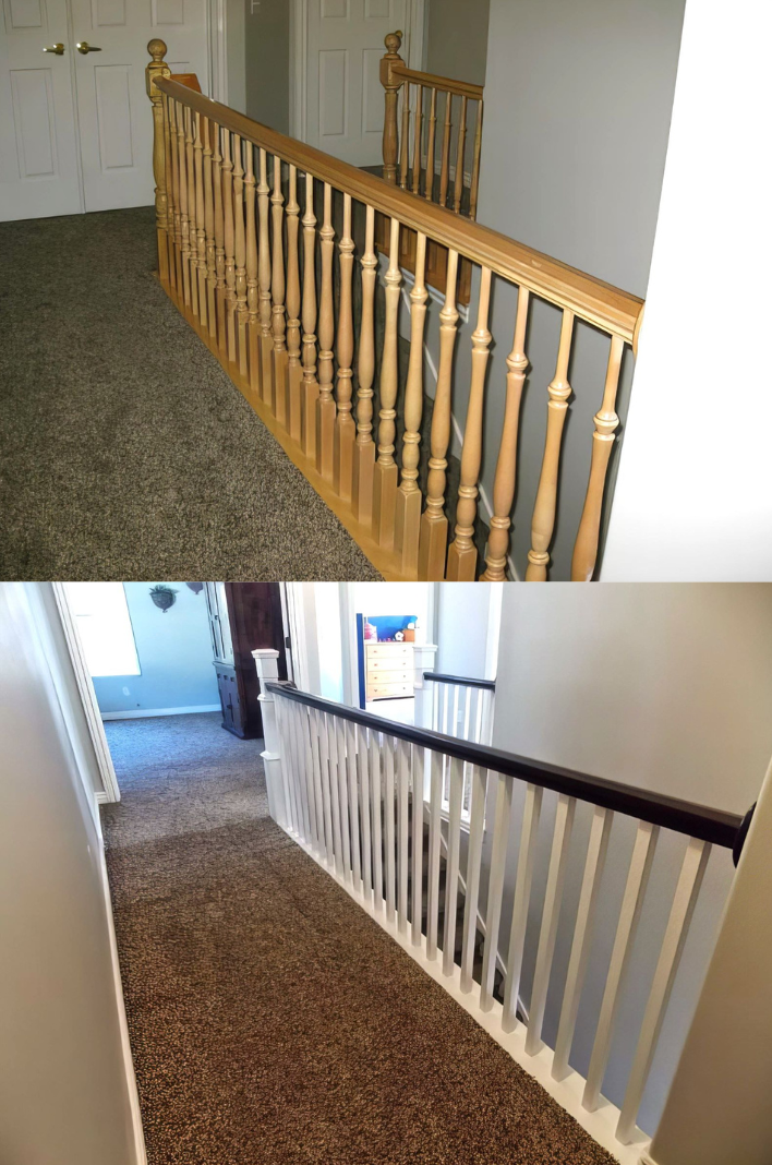 Before And After Stair Banister Remodel DIY (1)