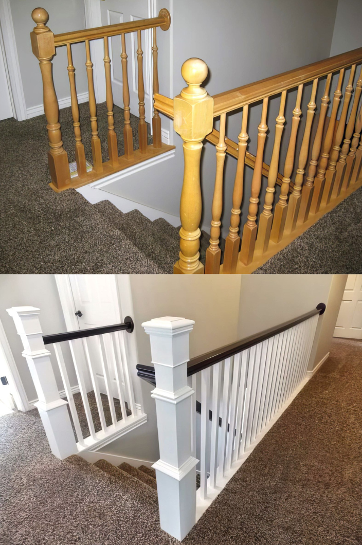 Before And After Stair Banister Remodel DIY (2)