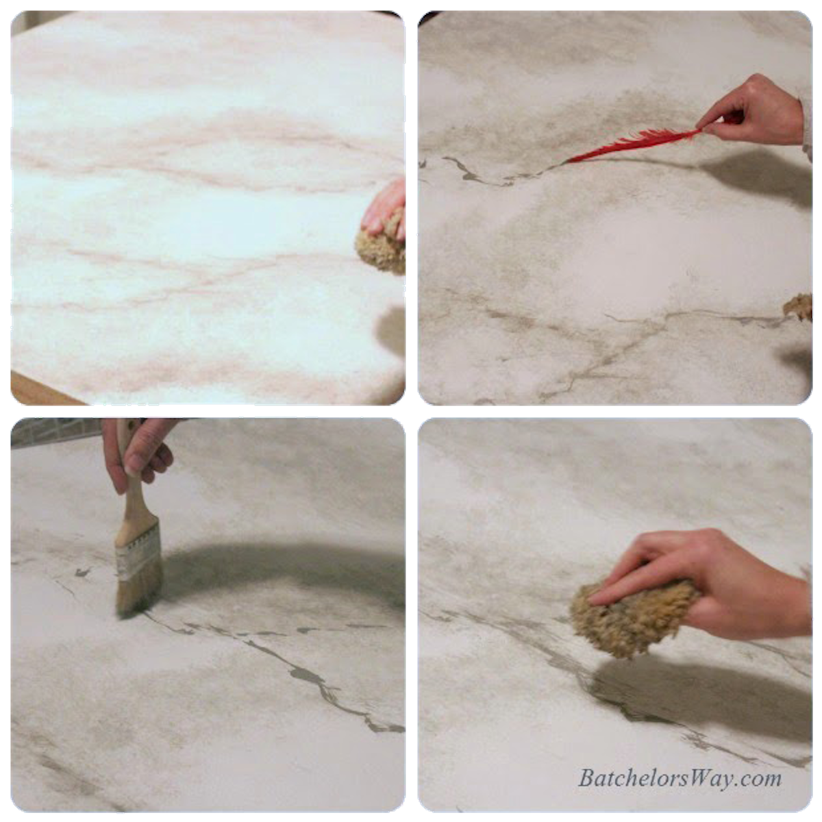 How To Paint Faux Marble Countertop Batchelors Way On Remodelaholic